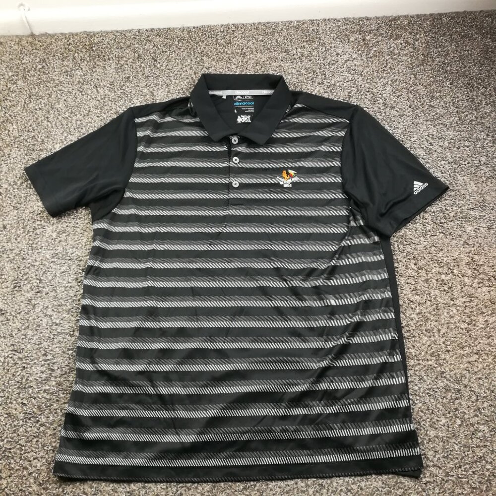 Adidas Philadelphia Cricket Club Polo Shirt Climacool Striped Black Mens Large - Picture 2 of 8